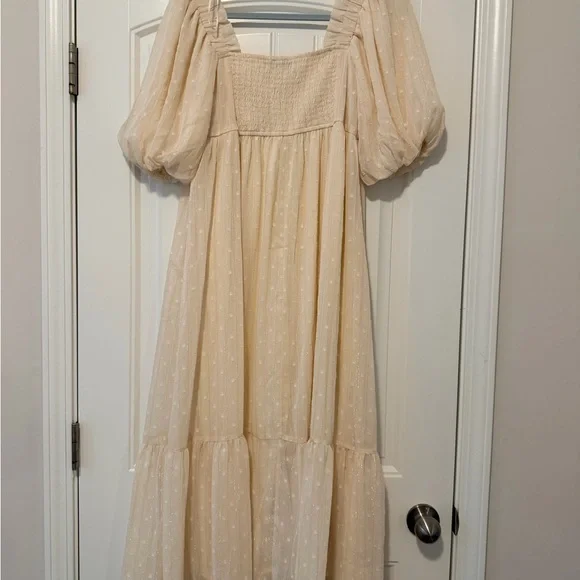 NWOT! The Post Cream Smocked Dress - Picture 4 of 4